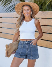 luvamia Jean Shorts for Women High Waisted Stretchy Denim Jorts Trendy Casual Distressed Cut Off Shorts with Pockets