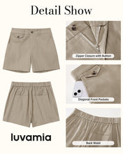 luvamia Dress Shorts for Women Trendy High Waisted Business Causal Summer Elastic Waist Trouser Shorts with Pockets
