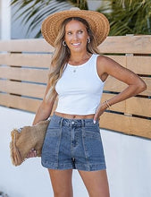 luvamia Jean Shorts for Women High Waisted Stretchy Denim Jorts Trendy Casual Distressed Cut Off Shorts with Pockets