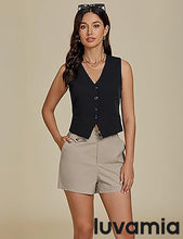 luvamia Dress Shorts for Women Trendy High Waisted Business Causal Summer Elastic Waist Trouser Shorts with Pockets