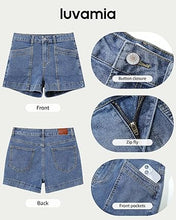luvamia Jean Shorts for Women High Waisted Stretchy Denim Jorts Trendy Casual Distressed Cut Off Shorts with Pockets