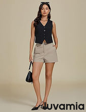 luvamia Dress Shorts for Women Trendy High Waisted Business Causal Summer Elastic Waist Trouser Shorts with Pockets