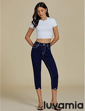 luvamia Jean Capri Pants for Women High Waisted Ripped Skinny Jeans Stretchy Denim Capris Cropped Jeggings with Pockets