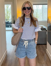 luvamia Jean Shorts for Women High Waisted Pull On Drawstring Elastic Waist Trendy Stretchy Denim Jorts Summer Shorts
