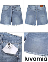 luvamia FleXclusive Jean Shorts for Women Trendy High Waisted Stretchy Denim Summer Raw Hem Mom Long Shorts Cutoff Jorts