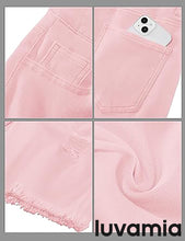 luvamia Jean Shorts for Women High Waisted Trendy Casual Distressed Stretchy Denim Long Shorts Ripped Raw Hem Shorts