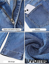 luvamia Capri Jeans for Women Trendy High Waisted Slim Split Hem Stretch Denim Jean Capris Cropped Pants Casual Summer