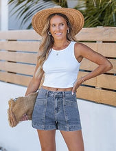 luvamia Jean Shorts for Women High Waisted Stretchy Denim Jorts Trendy Casual Distressed Cut Off Shorts with Pockets