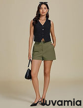 luvamia Dress Shorts for Women Trendy High Waisted Business Causal Summer Elastic Waist Trouser Shorts with Pockets