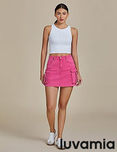 Luvamia Jean Skirts for Women Denim Mini High Waist  Pocket Casual Skirt