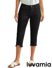 luvamia Jean Capri Pants for Women High Waisted Ripped Skinny Jeans Stretchy Denim Capris Cropped Jeggings with Pockets