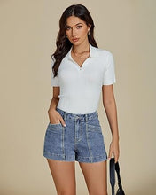 luvamia Jean Shorts for Women High Waisted Stretchy Denim Jorts Trendy Casual Distressed Cut Off Shorts with Pockets