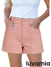 luvamia Jean Shorts for Women High Waisted Stretchy Denim Jorts Trendy Casual Distressed Cut Off Shorts with Pockets