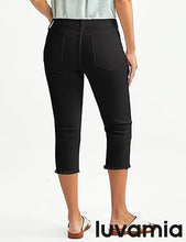 luvamia Jean Capri Pants for Women High Waisted Ripped Skinny Jeans Stretchy Denim Capris Cropped Jeggings with Pockets
