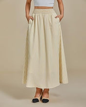 LUVAMIA Women's Summer Long Lightweight Flowy Skirt Stripe Maxi Fashion