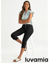 luvamia Jean Capri Pants for Women High Waisted Ripped Skinny Jeans Stretchy Denim Capris Cropped Jeggings with Pockets