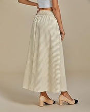 LUVAMIA Women's Summer Long Lightweight Flowy Skirt Stripe Maxi Fashion