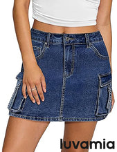 Luvamia Jean Skirts for Women Denim Mini High Waist  Pocket Casual Skirt