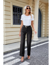 LUVAMIA Women's Straight Regular Stretch Denim High Rise Jeans