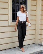 LUVAMIA Women's Straight Regular Stretch Denim High Rise Jeans