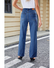 LUVAMIA Women's Straight Regular Stretch Denim High Rise Jeans