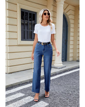 LUVAMIA Women's Straight Regular Stretch Denim High Rise Jeans