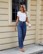 LUVAMIA Women's Straight Regular Stretch Denim High Rise Jeans