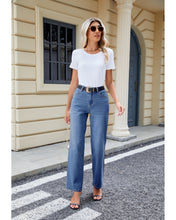 LUVAMIA Women's Straight Regular Stretch Denim High Rise Jeans