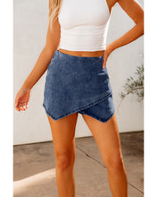 luvamia Jean Skorts for Woman High Waisted Pull On Stretchy Denim Wrap Skirt with Shorts Trendy Asymmetrical Skort