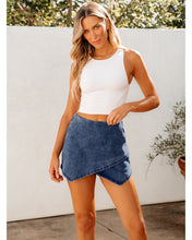 luvamia Jean Skorts for Woman High Waisted Pull On Stretchy Denim Wrap Skirt with Shorts Trendy Asymmetrical Skort