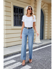 LUVAMIA Women's Straight Regular Stretch Denim High Rise Jeans