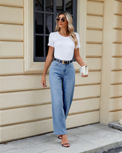 LUVAMIA Women's Straight Regular Stretch Denim High Rise Jeans