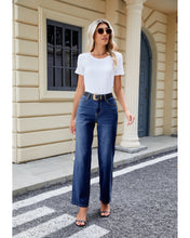 LUVAMIA Women's Straight Regular Stretch Denim High Rise Jeans