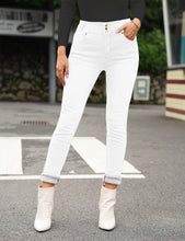 Brilliant White Triple Button Fleece-Lined Skinny Denim Jeans