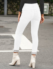 Brilliant White Triple Button Fleece-Lined Skinny Denim Jeans