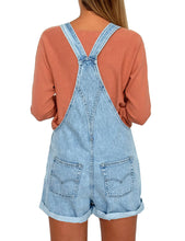 luvamia Women's Casual Adjustable Strap Cuffed Hem Denim Bib Overalls Shorts Romper