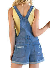 luvamia Women's Ripped Short Overalls Adjustable Denim Bib Overall Shorts Romper