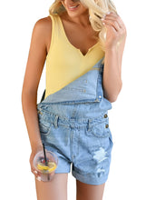 luvamia Women's Ripped Short Overalls Adjustable Denim Bib Overall Shorts Romper