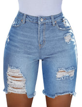 luvamia Women's High Waist Bermuda Shorts Ripped Distressed Stretch Denim Shorts