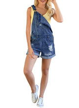 luvamia Women's Ripped Short Overalls Adjustable Denim Bib Overall Shorts Romper