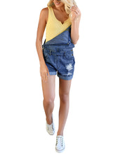luvamia Women's Ripped Short Overalls Adjustable Denim Bib Overall Shorts Romper