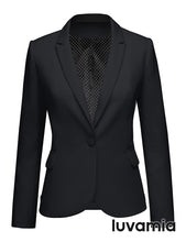 luvamia Women's Long Sleeve Formal Notch Lapel Button Down Blazer Pockets Jacket