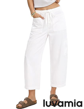 luvamia FleXclusive Barrel Jeans for Women Trendy Wide Leg High Rise Baggy Pull On Elastic Waist Button Fly Drawstring Denim Pants