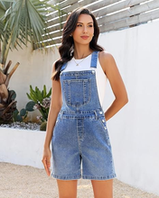 luvamia FleXclusive Denim Overalls for Women Loose Fit Baggy Jean Shorts Overall Bib Summer Casual Stretchy Adjustable Shortalls