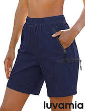 luvamia Hiking Shorts for Women Cargo Pull On Elastic Waist Lightweight Quick Dry Summer Sport Golf 7 Inch Inseam Shorts