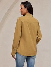 luvamia FleXclusive Denim Shirts for Women Long Sleeve Button Down Chambray Relaxed Fit Western Jean Shirts Casual Collared Jean Top