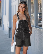 luvamia FleXclusive Denim Overalls for Women Loose Fit Baggy Jean Shorts Overall Bib Summer Casual Stretchy Adjustable Shortalls