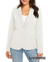 luvamia Women's Long Sleeve Formal Notch Lapel Button Down Blazer Pockets Jacket