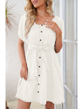 luvamia Denim Dress for Women Off The Shoulder Dresses Puff Sleeve Elastic Waist A Line Short Western Jean Dress Belted