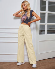 GRAPENT Womens Cargo Pants Wide Leg Baggy High Rise Pull On Elastic Waist Stretch Loose Pants with Pocket 90s Outfit Y2K